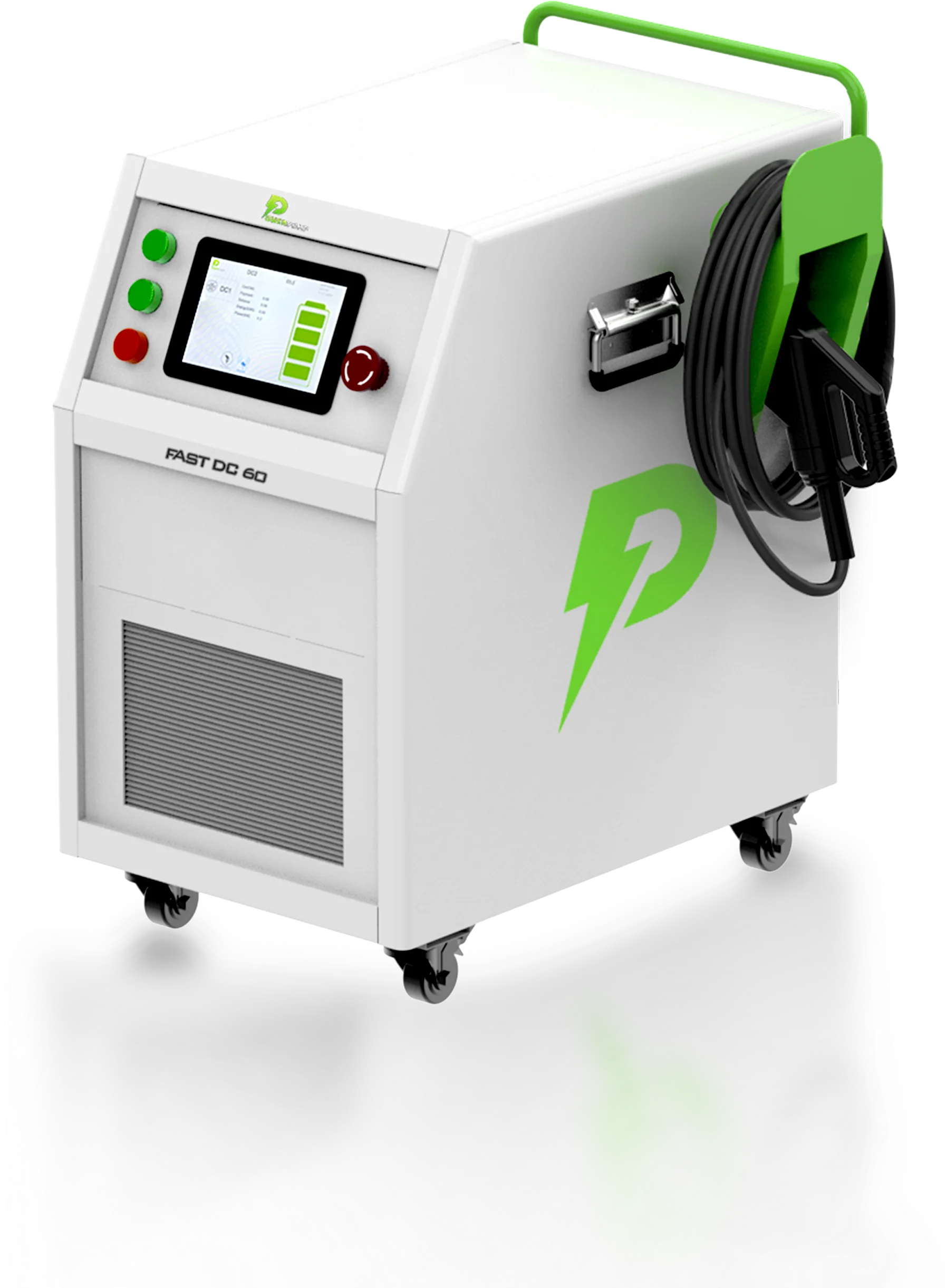 60 kW mobile DC fast charger for dealerships and fleet facilities