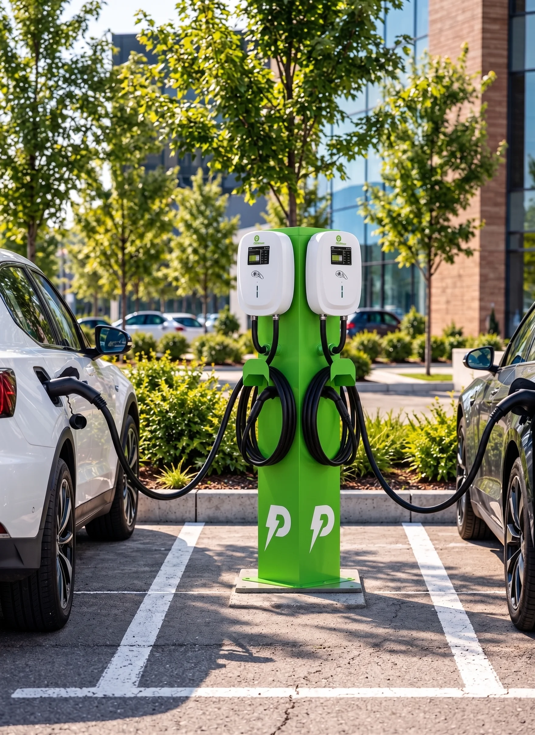 Commercial Level 2 EV charging station installed at a charging location